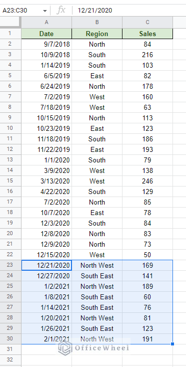 more data entered into the worksheet